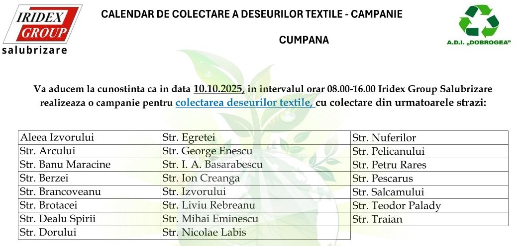 O nouă campanie pentru colectarea deșeurilor textile