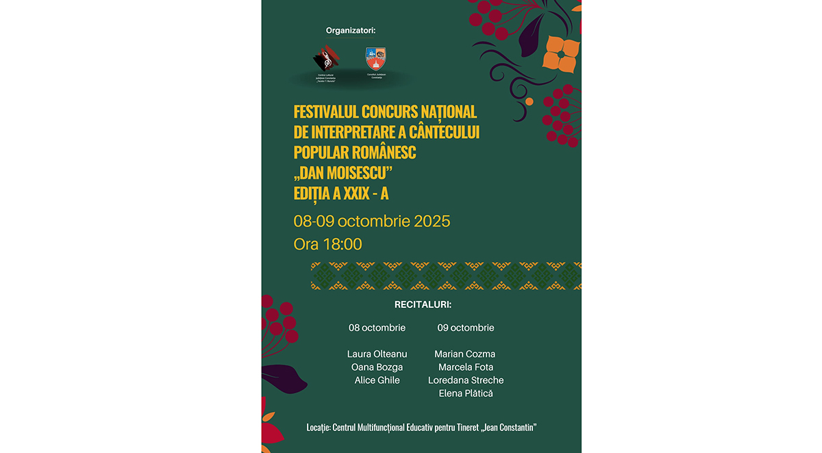Începe Festivalul Concurs Național de Interpretare Dan Moisescu, organizat de Centrul Cultural Județean Teodor T. Burada