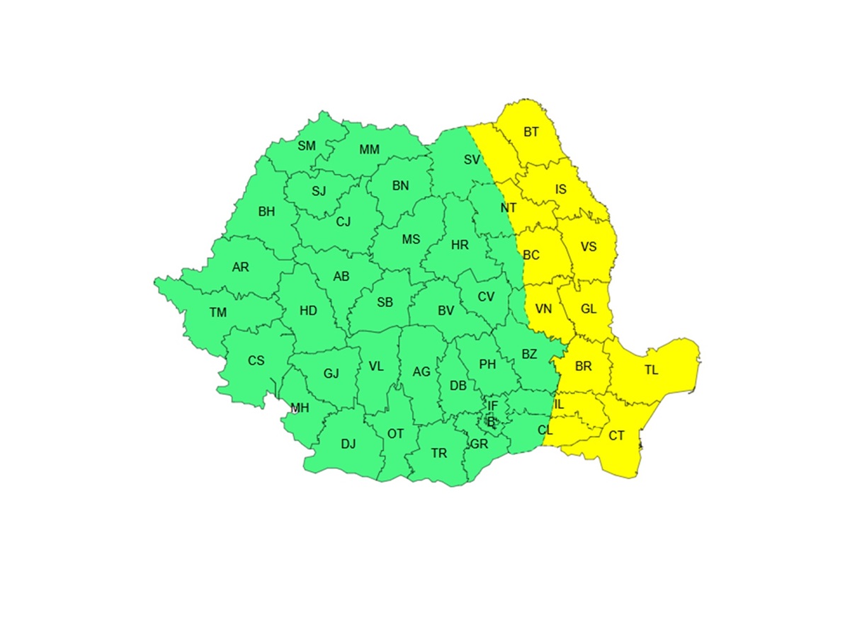 ALERTĂ meteo pentru Constanța și Tulcea! ANM a emis Cod galben. Iată cât va dura și ce fenomene sunt așteptate