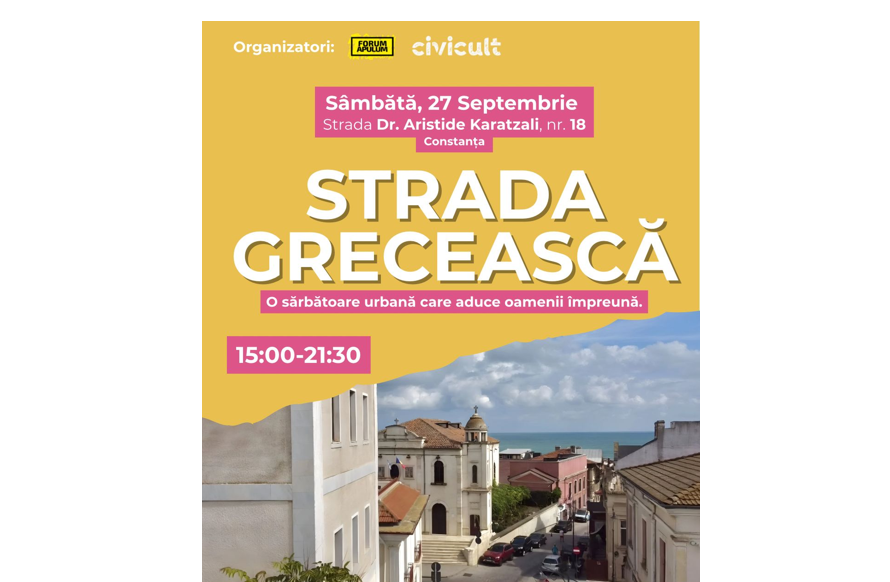 Constănțenii și turiștii, invitați sâmbătă la evenimentul intitulat Strada Grecească – Sărbătoare Urbană, dedicat celebrării patrimoniului grecesc
