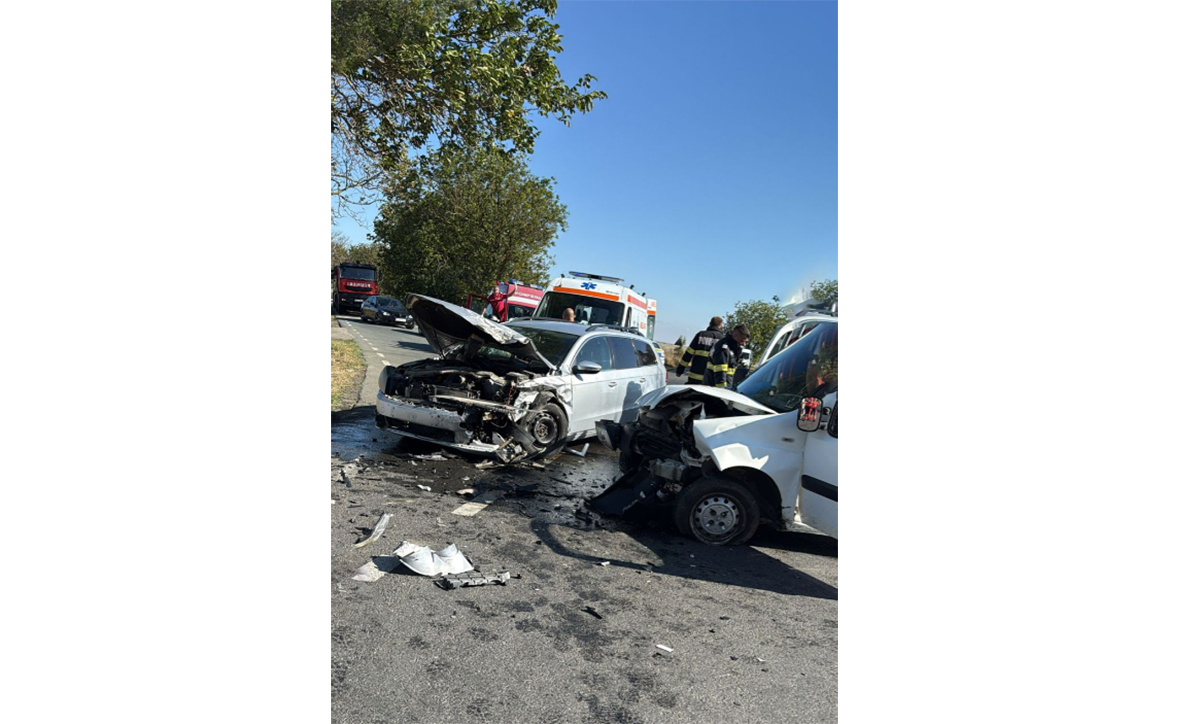 O autoutilitară și un autoturism s-au ciocnit la ieșire din Negru Vodă: Sunt ȘASE victime, printre care doi copii