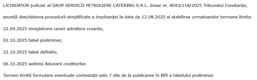 Grup Servicii Petroliere Catering SRL