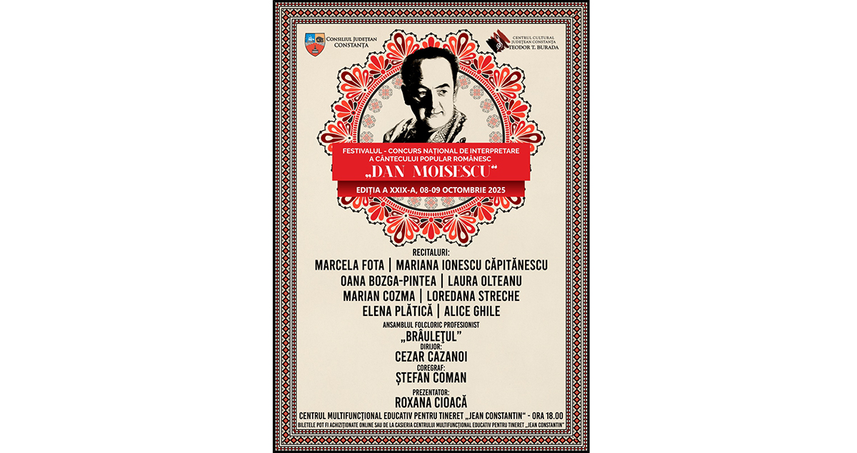Nume consacrate ale folclorului românesc se alătură Festivalului Concurs de Intrepretare Dan Moisescu, organizat de Centrul Cultural Județean Teodor T. Burada