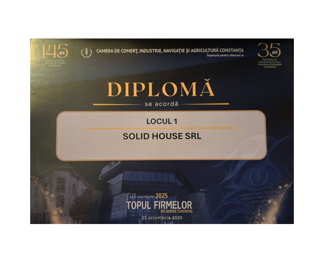 Solid House – Lider în construcții, Locul 1 în Topul Firmelor din Județul Constanța, ediția 2025