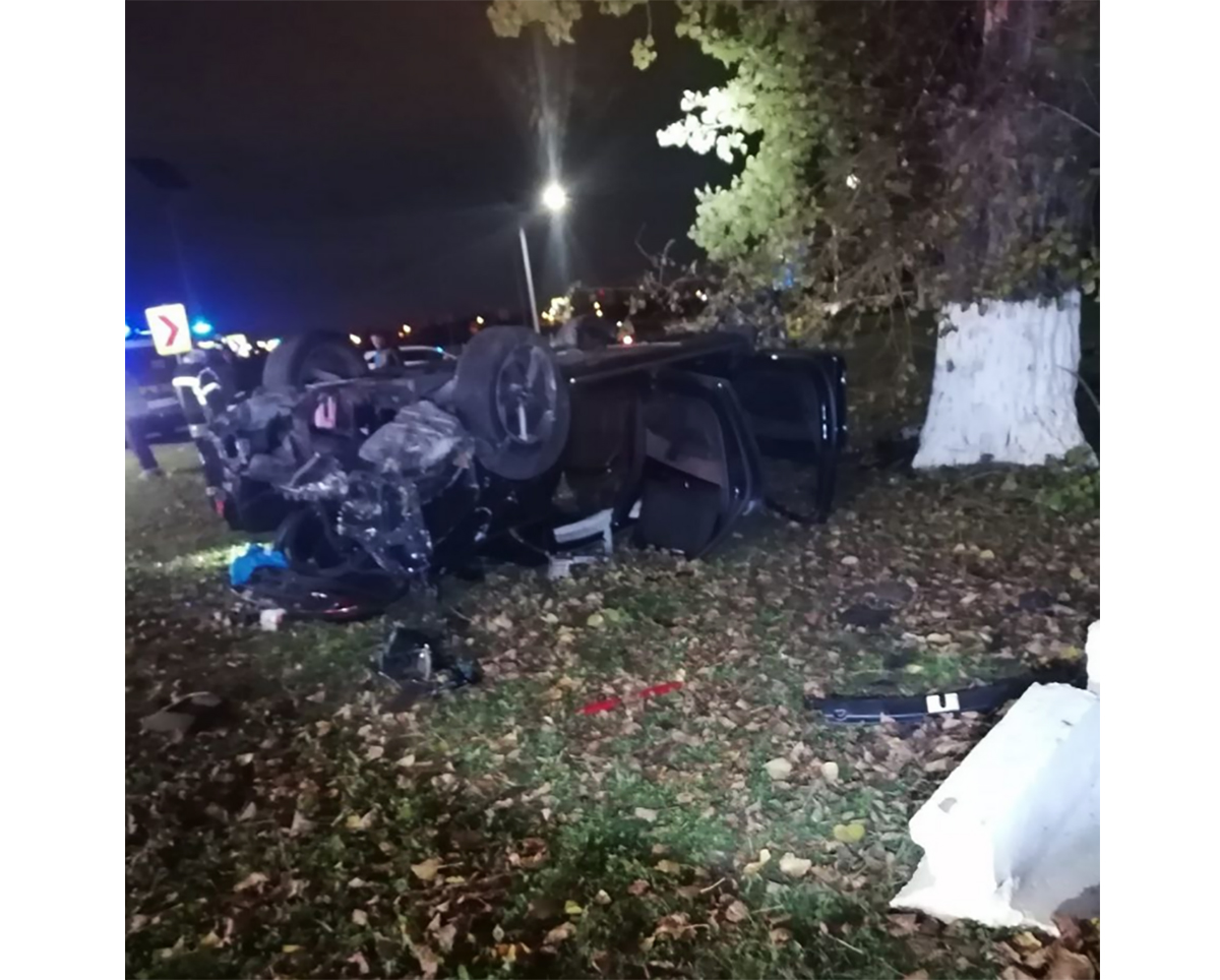 Accident rutier la Cumpăna. mașină rasturnată