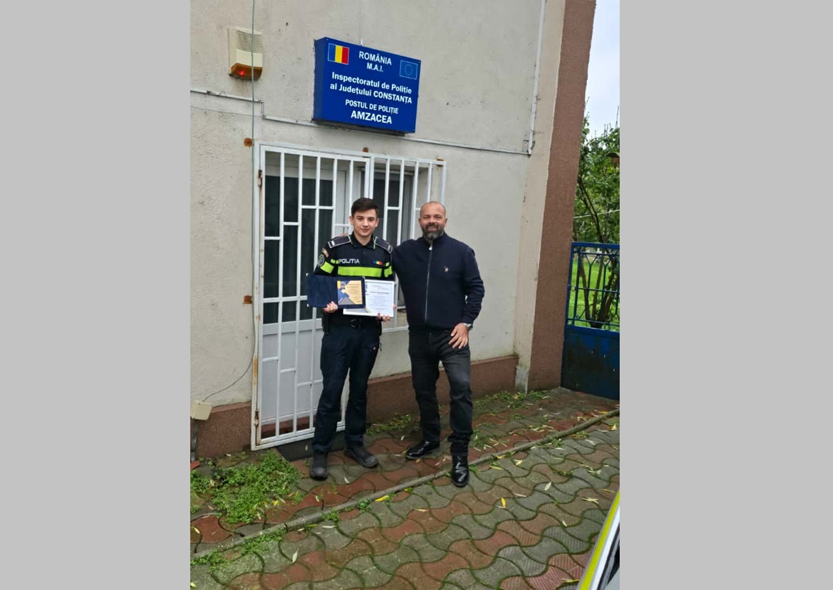 Agentul Marius Alexandru Lătărețu, din Poliția Amzacea, recompensat cu Placheta de Merit: a demonstrat calități demne de aprecierea și respectul colegilor