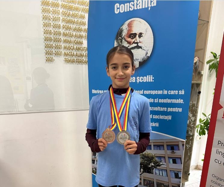 Rebeca Andreea Bârzan, eleva Școlii Gimnaziale nr. 12 B.P. Hasdeu din Constanța, ARGINT și BRONZ la Campionatul Național de Gimnastică