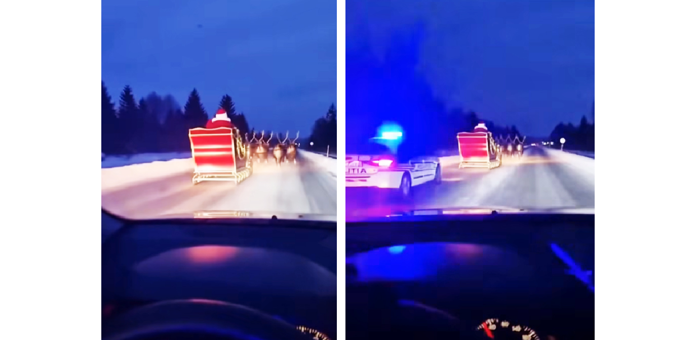VIDEO Sania lui Moș Crăciun, cu poliția pe urme: În caz că nu ajunge Moșu' în seara asta, să știți și voi de ce
