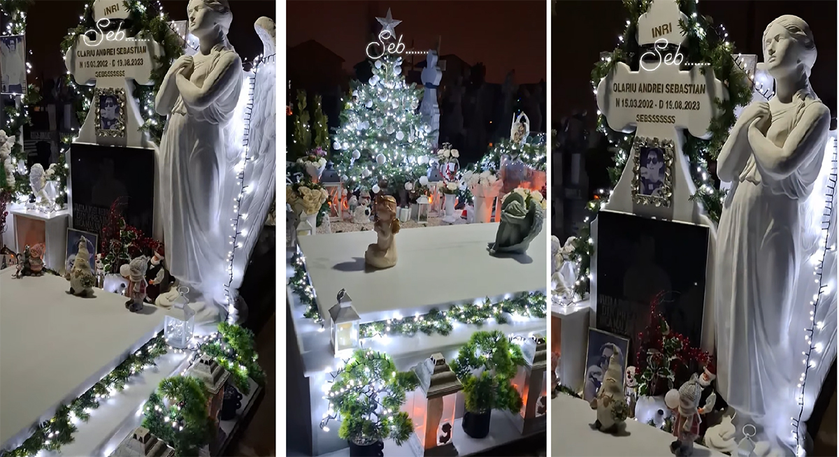 VIDEO Tatăl lui Sebi a împodobit bradul la mormântul fiului: Scrisoarea CUTREMURĂTOARE pe care i-a transmis-o tânărului dispărut