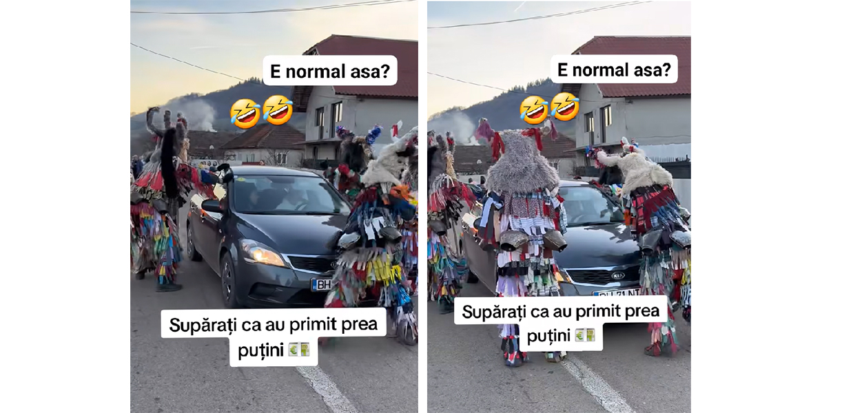 VIDEO Colindători supărați de banii primiți, zgâlțâie o mașină: E normal asa ceva?
