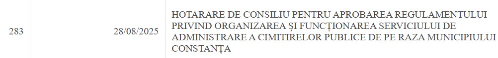 Regulamentul cimitirelor Constanța Progress Consulting SA
