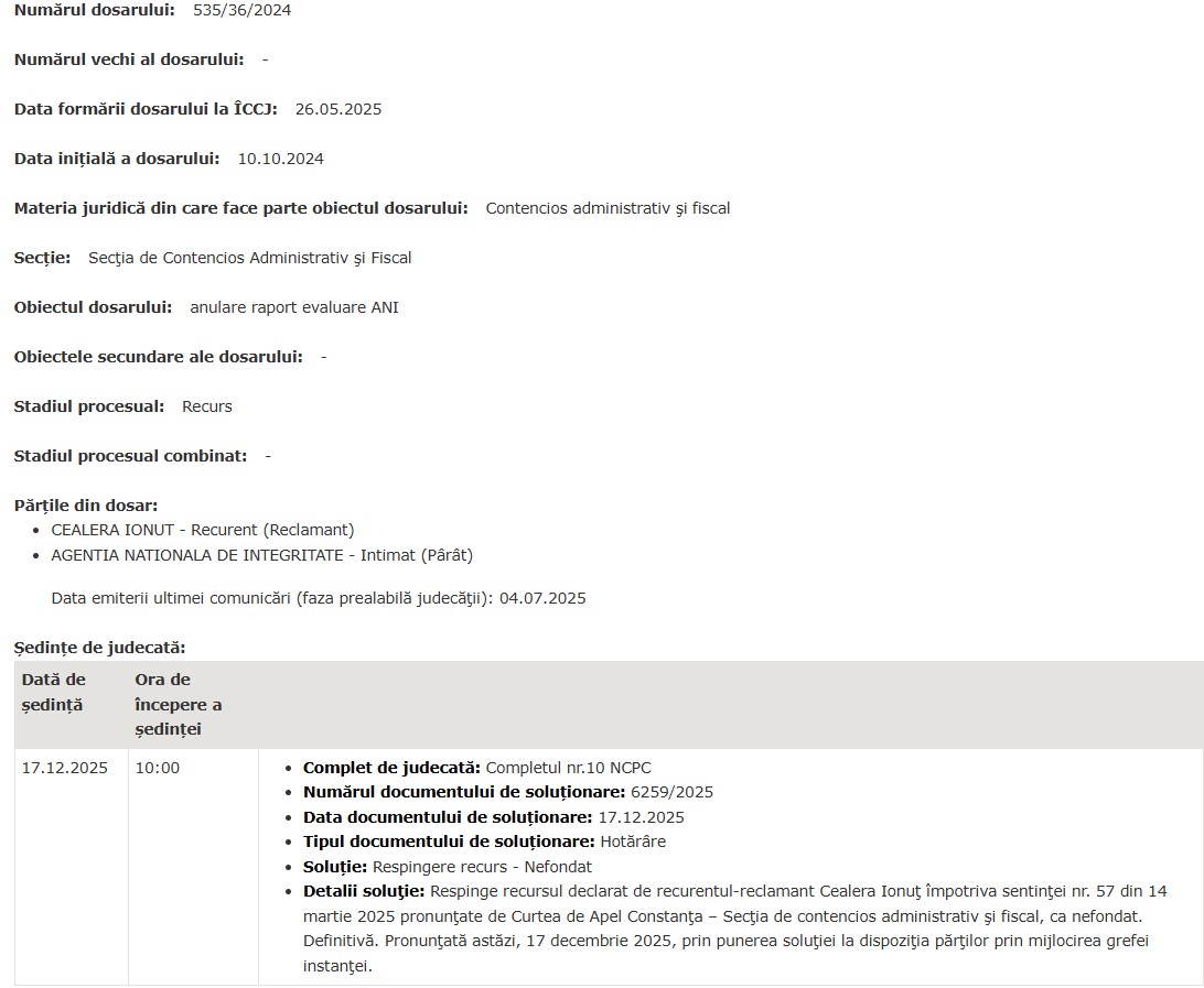 dr. Ionuț Cealera proces ANI