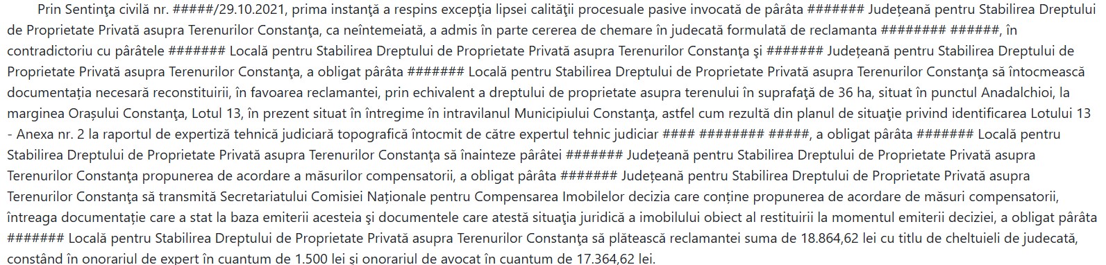 Academia Română minută sentință Judecătoria Constanța