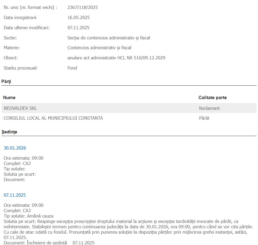 Neovaldex SRL HCL din vremea lui Radu Mazăre