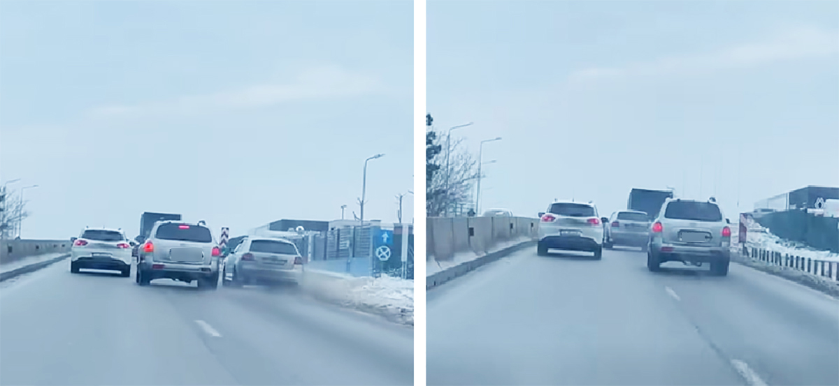 VIDEO PERICOL în trafic, la Constanța: Doi șoferi inconștienți și o singură bandă