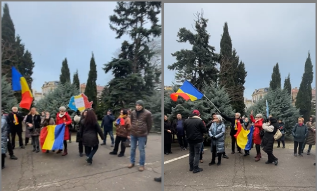 Protest în fața Prefecturii Constanța. Câteva zeci de cetățeni protestează față de anularea Turului II al alegerilor prezidențiale din 2024  