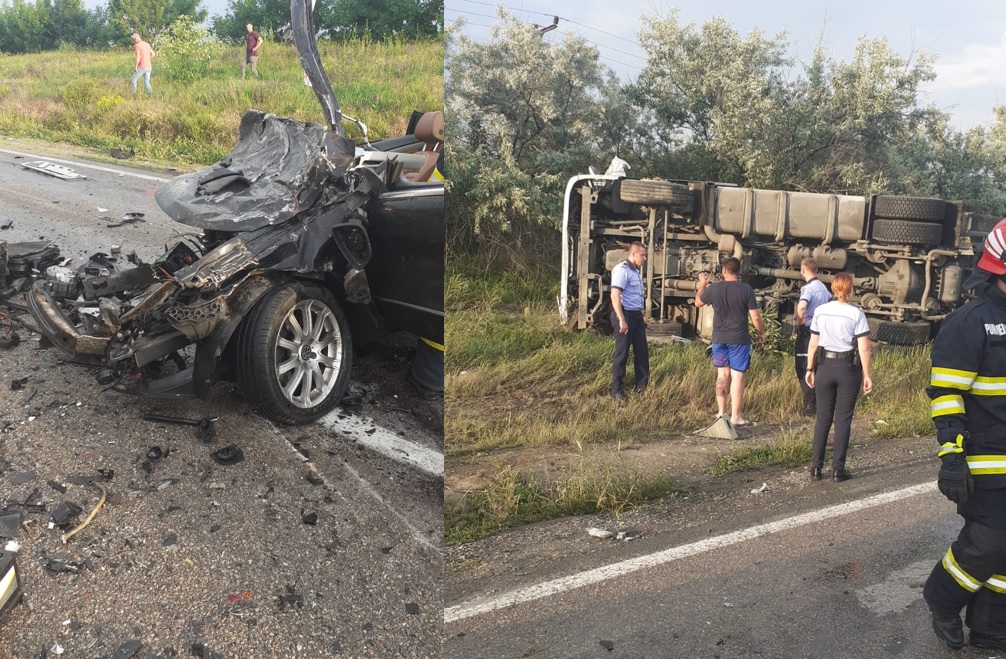 FOTO Accident cu doi morți la ieșire din Crucea! Impact NIMICITOR între o autocisternă și un autoturism. Prima condamnare, cu suspendare