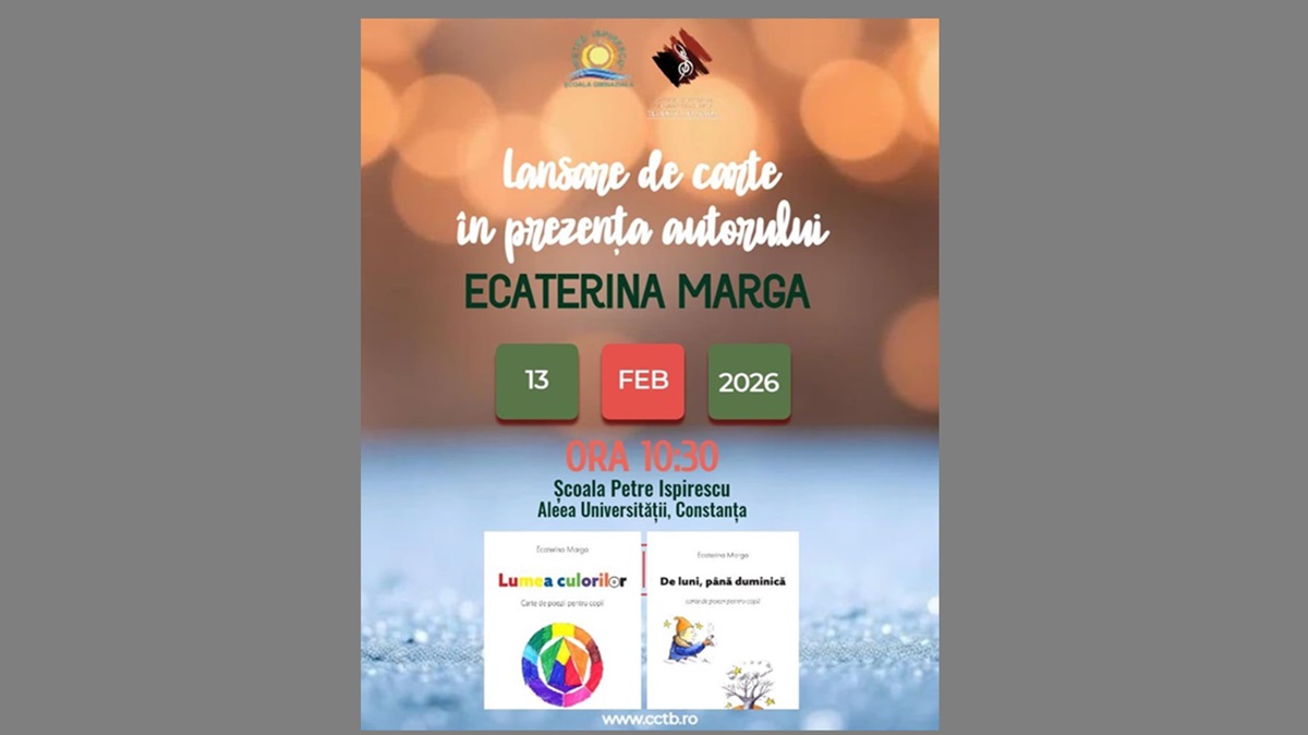Centrul Cultural Județean Teodor T. Burada organizează un eveniment special la Școala Petre Ispirescu: Autoarea Ecaterina Marga lansează două volume de poezie pentru copii!