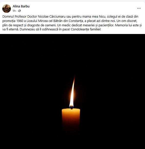 mesaj deces dr. Nicolae Cârciumaru