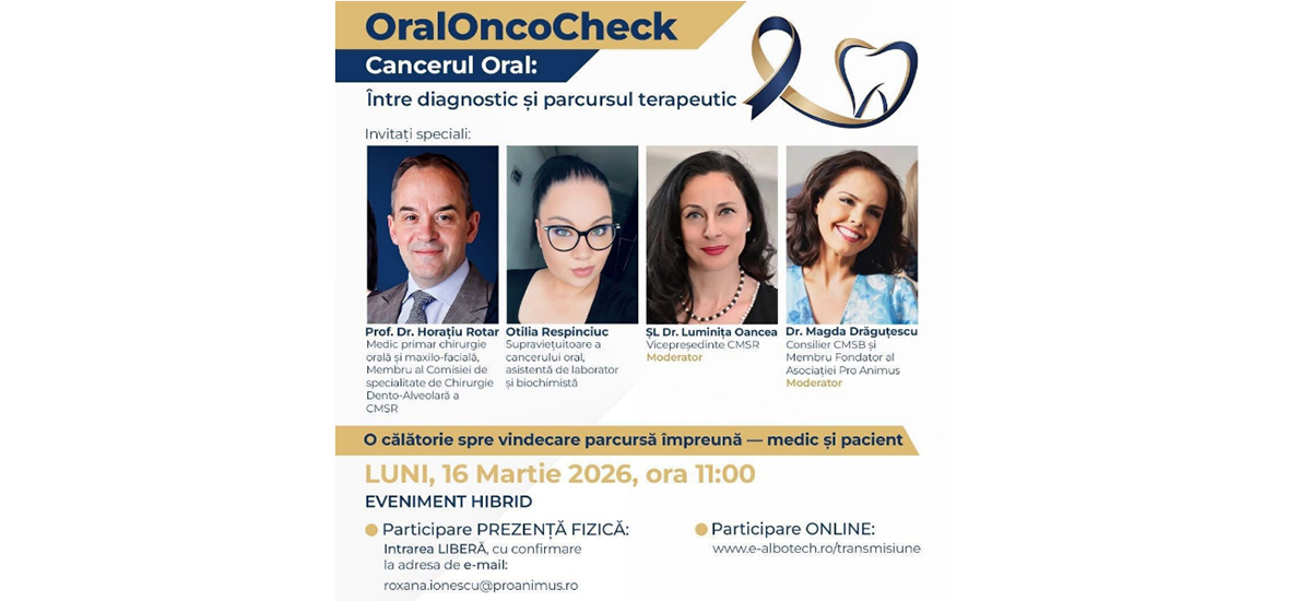 Primul webinar din cadrul proiectului OralOncoCheck: Cancerul oral, între diagnostic și parcursul terapeutic
