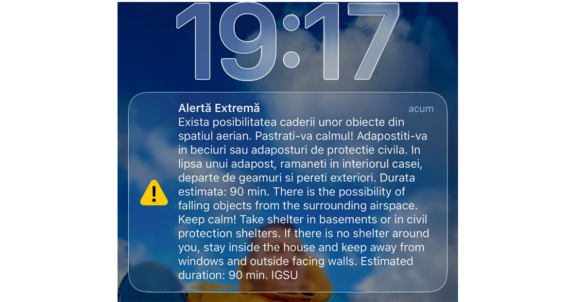 Mesaj RO-Alert la granița României: Locuitorii din nordul județului Tulcea, sfătuiți să se adăpostească