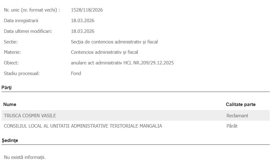 Cosmin Vasile Trușcă proces Consiliul Local Constanța