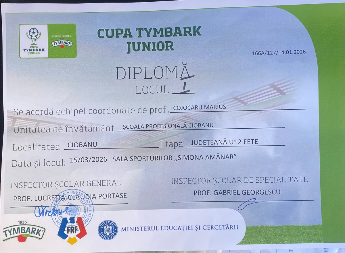 Școala Profesională Ciobanu elevi echipa fete fotbal