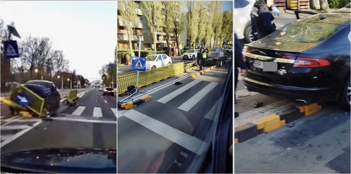 Accident în Mamaia! Un Jaguar s-a oprit într-un scuar. Șoferul ar fi părăsit zona