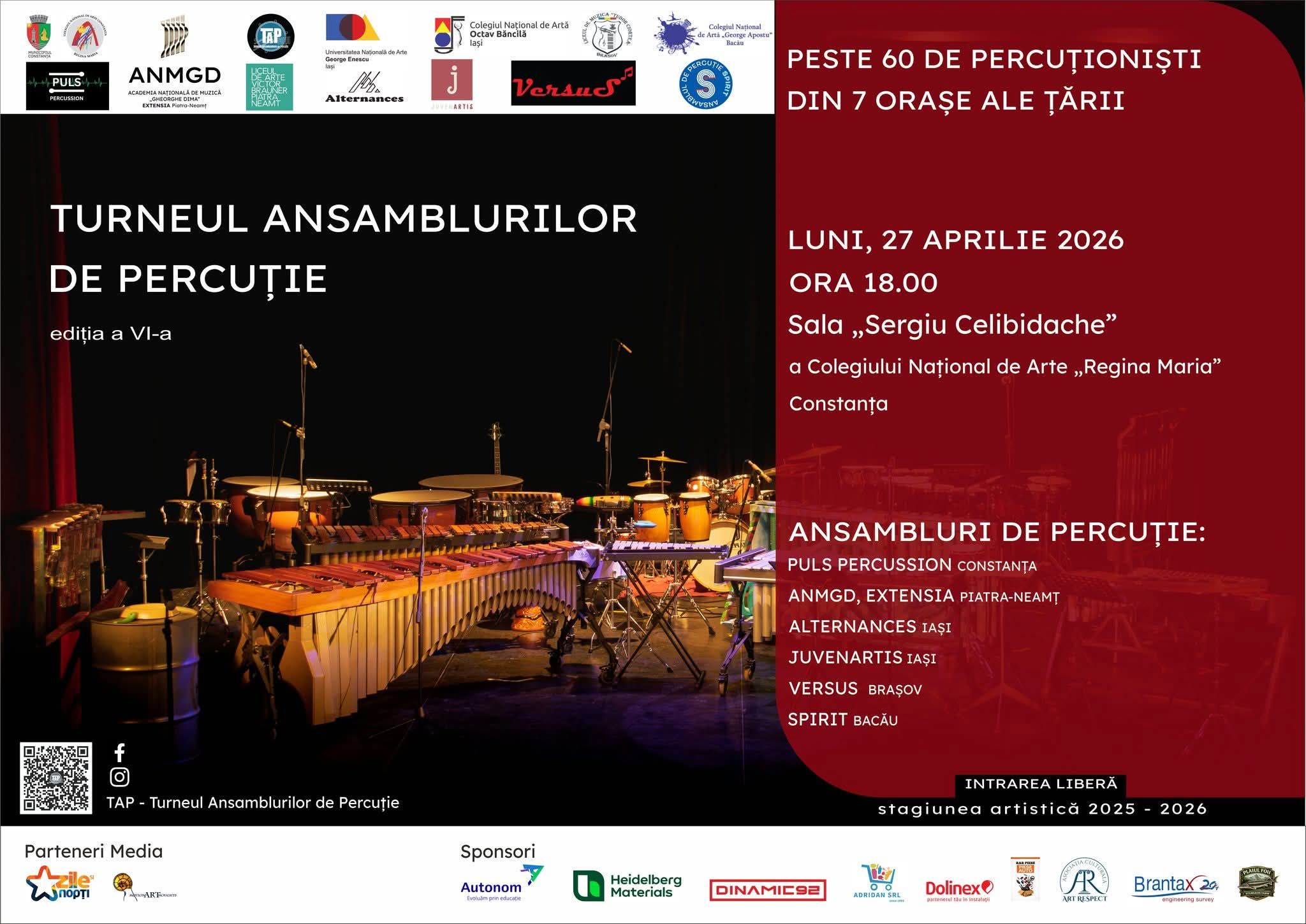 Turneul ansamblurilor de percuție, găzduit pe 27 aprilie de Colegiul Național de Arte Regina Maria din Constanța