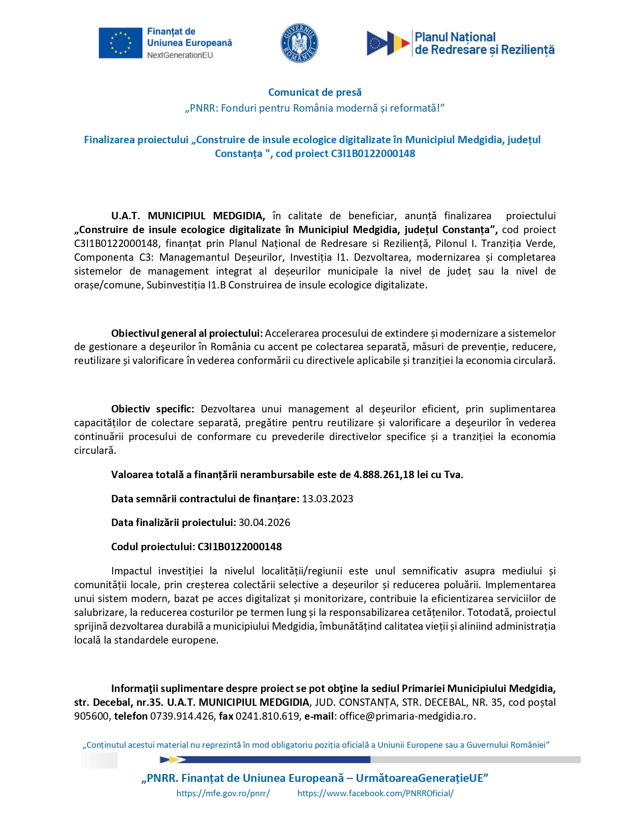 Comunicat de presa insule ecologice_ Medgidia