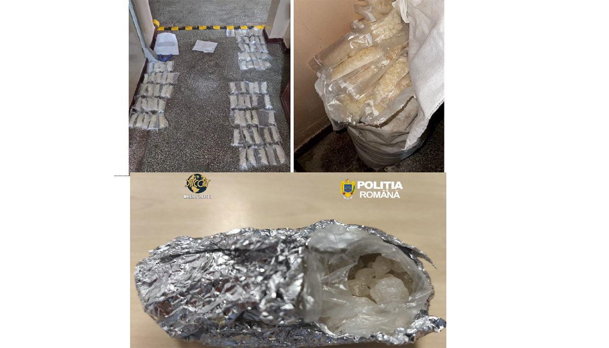 FOTO MEGA percheziții la dealerii de droguri: 8 kilograme de cristal, dosite de o femeie pe lângă casă