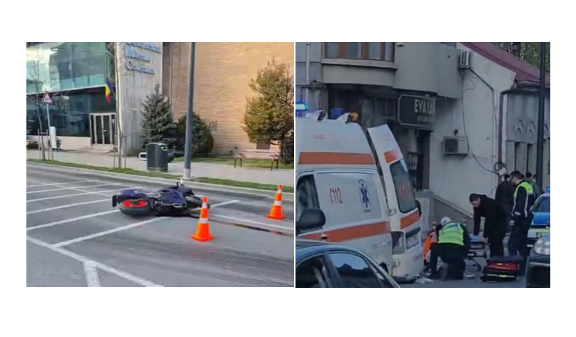 VIDEO Accident cu motocicletă pe strada Mircea cel Bătrân din Constanța. O tânără a fost rănită