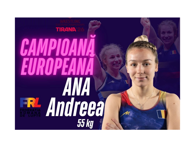 Andreea Beatrice Ana din Mangalia, pentru a patra oară campioană europeană la lupte. Sportiva a obținut AUR la Campionatul European Seniori Tirana 2026