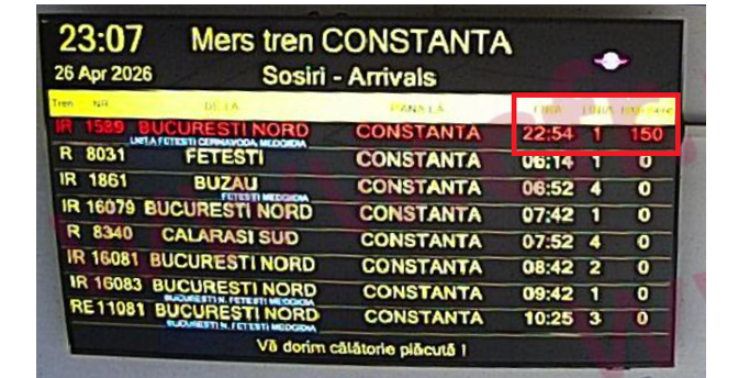 Întârziere tren București - Constanța