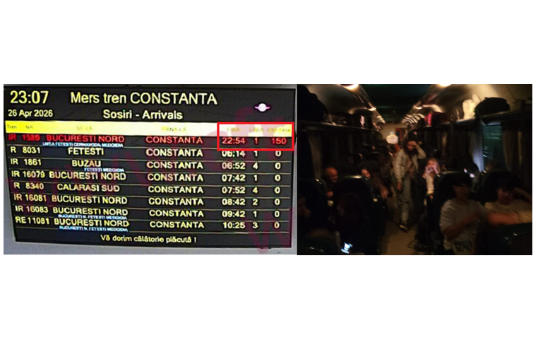 Tren blocat în zona Lehliu-Gară după defectarea locomotivei trenului IR 1598 spre Constanța: sute de călători afectați, întârziere de 150 de minute