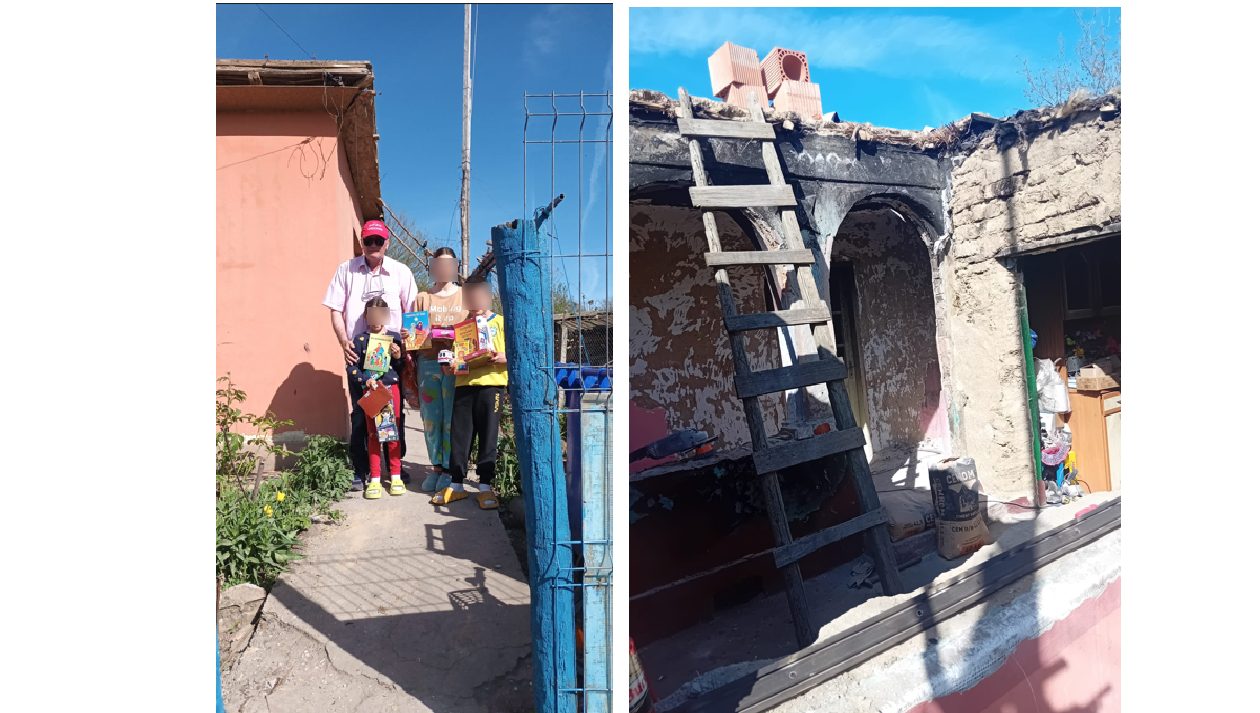 FOTO Asociaţia Suflete deschise a venit în sprijinul familiei care a rămas fără casă în urma incendiului din week-end