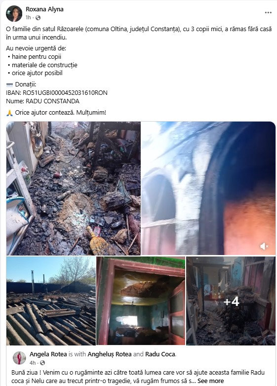 incendiu apel umanitar satul Răzoarele