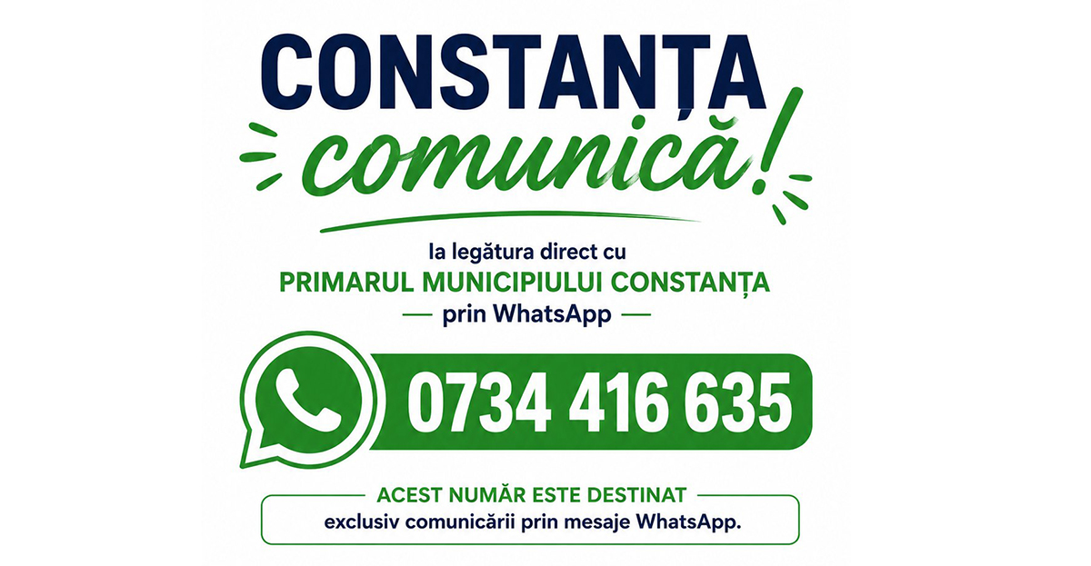 Constănțenii pot lua legătura DIRECT cu Vergil Chițac, pe WhatsApp: Mesajele vor fi citite și preluate de primar și echipa sa