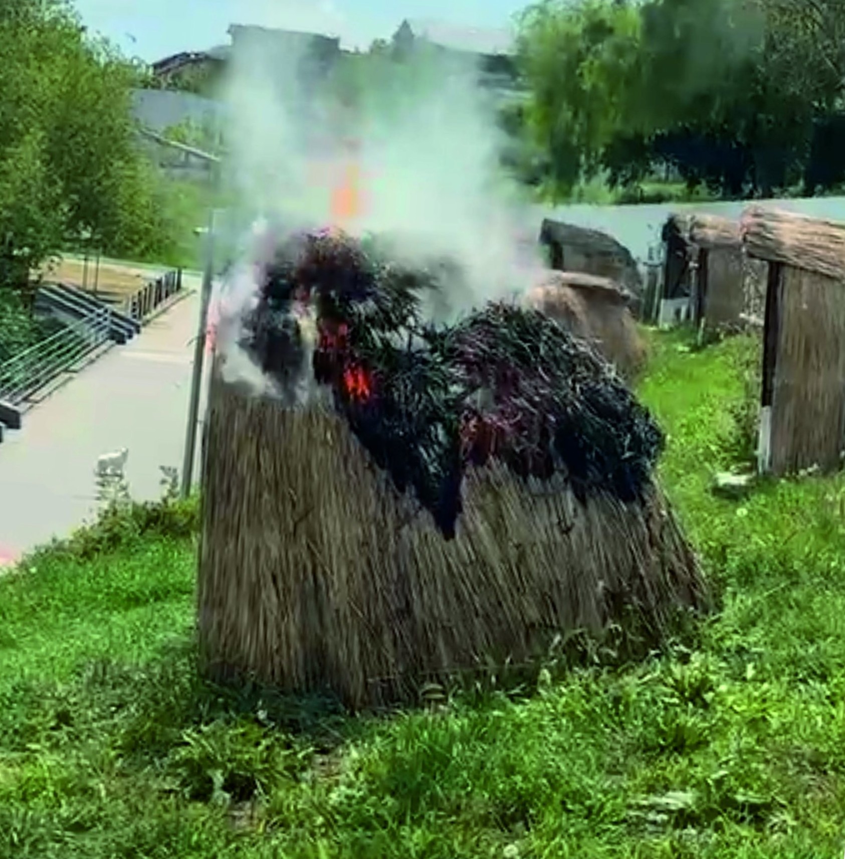 VIDEO Incendiu provocat intenționat pe faleza din Ovidiu: Primăria condamnă actul de vandalism a patru tinere