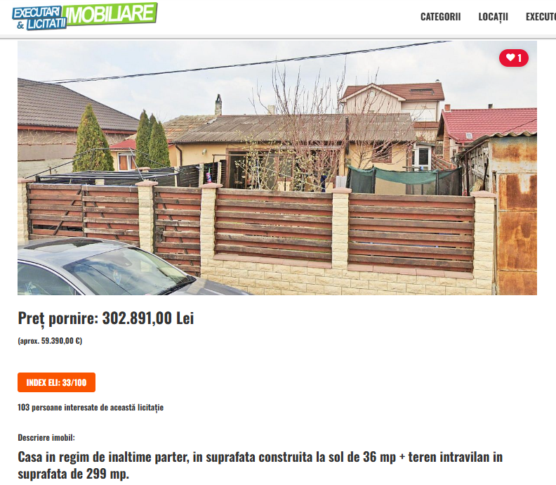 licitație casă Poiana 