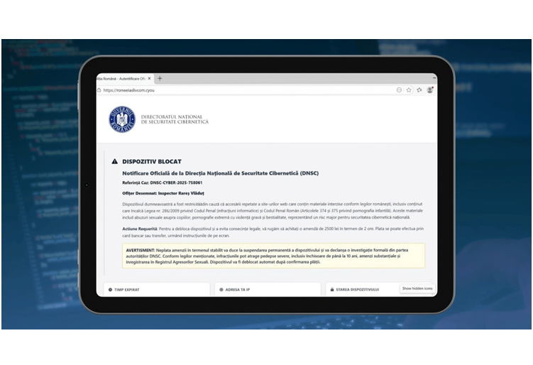 Atenție la mesajele frauduloase care folosesc în mod abuziv numele și elemente de identitate vizuală ale DNSC