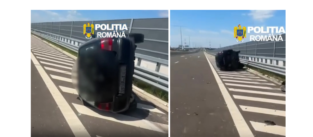 Urmărire ca în filme pe Autostrada A2: Un șofer a gonit cu poliția pe urme, s-a răstunat cu mașina și a fugit pe câmp