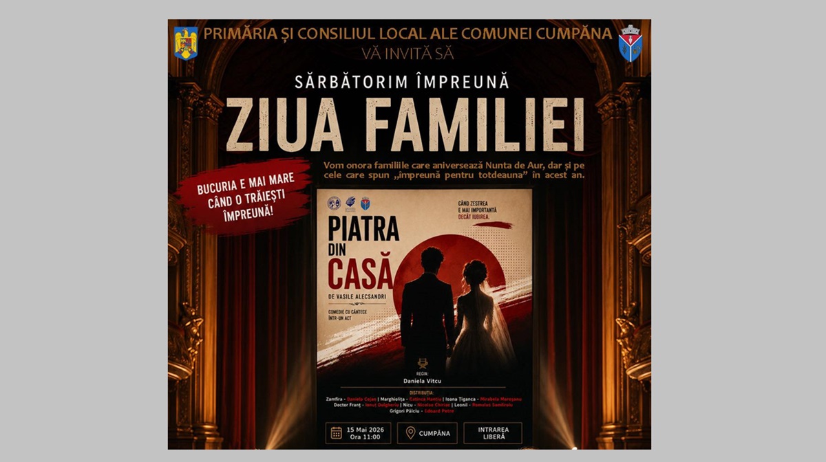 Comuna Cumpăna celebrează Ziua Familiei: Omagiu adus cuplurilor care împlinesc anul acesta 50 de ani de căsnicie, Nunta de Aur, dar și tinerelor familii