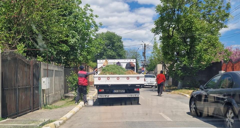 FOTO Echipele de la Gospodărie Comunală Valu lui Traian continuă lucrările de întreținere a domeniului public