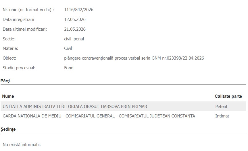 Primăria Hârșova proces Garda de Mediu
