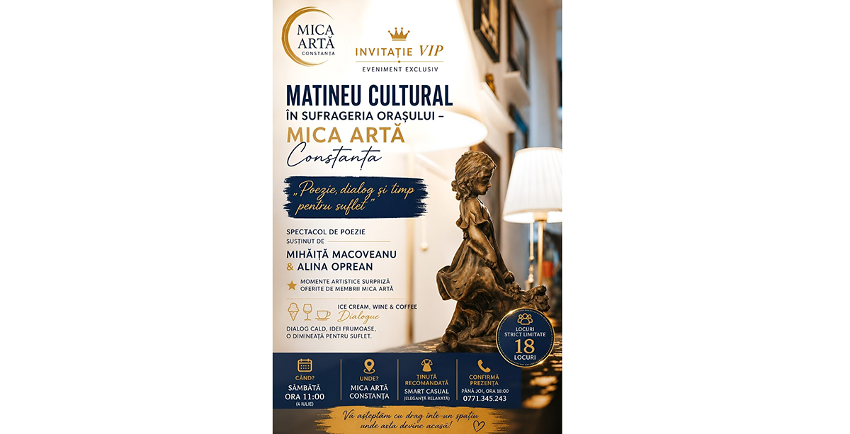 MICA ARTĂ Constanța deschide porțile unui nou concept de dialog și poezie: Matineu cultural în sufrageria orașului