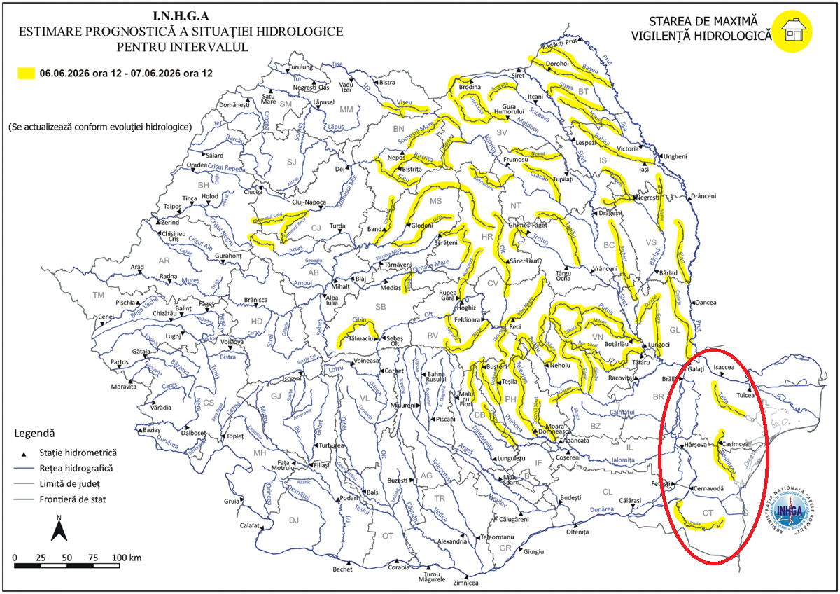 atenționare hidrologică viituri inundații Constanța Tulcea Dobrogea