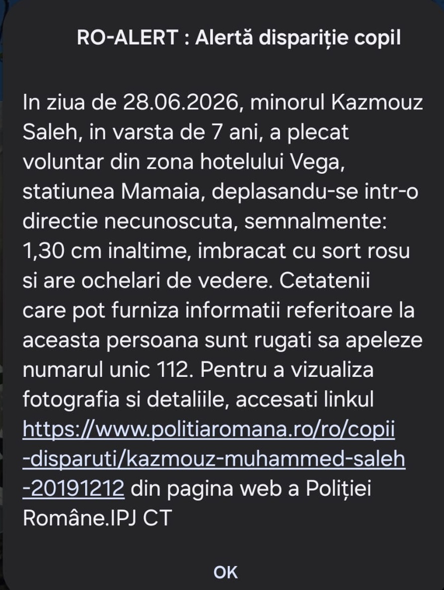 RO ALERT - minor dispariție