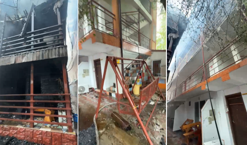 VIDEO Ce a rămas din vila din Costinești distrusă în urma unui incendiu, în această după amiază