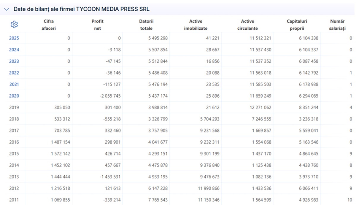 Tycoon-date-financiare